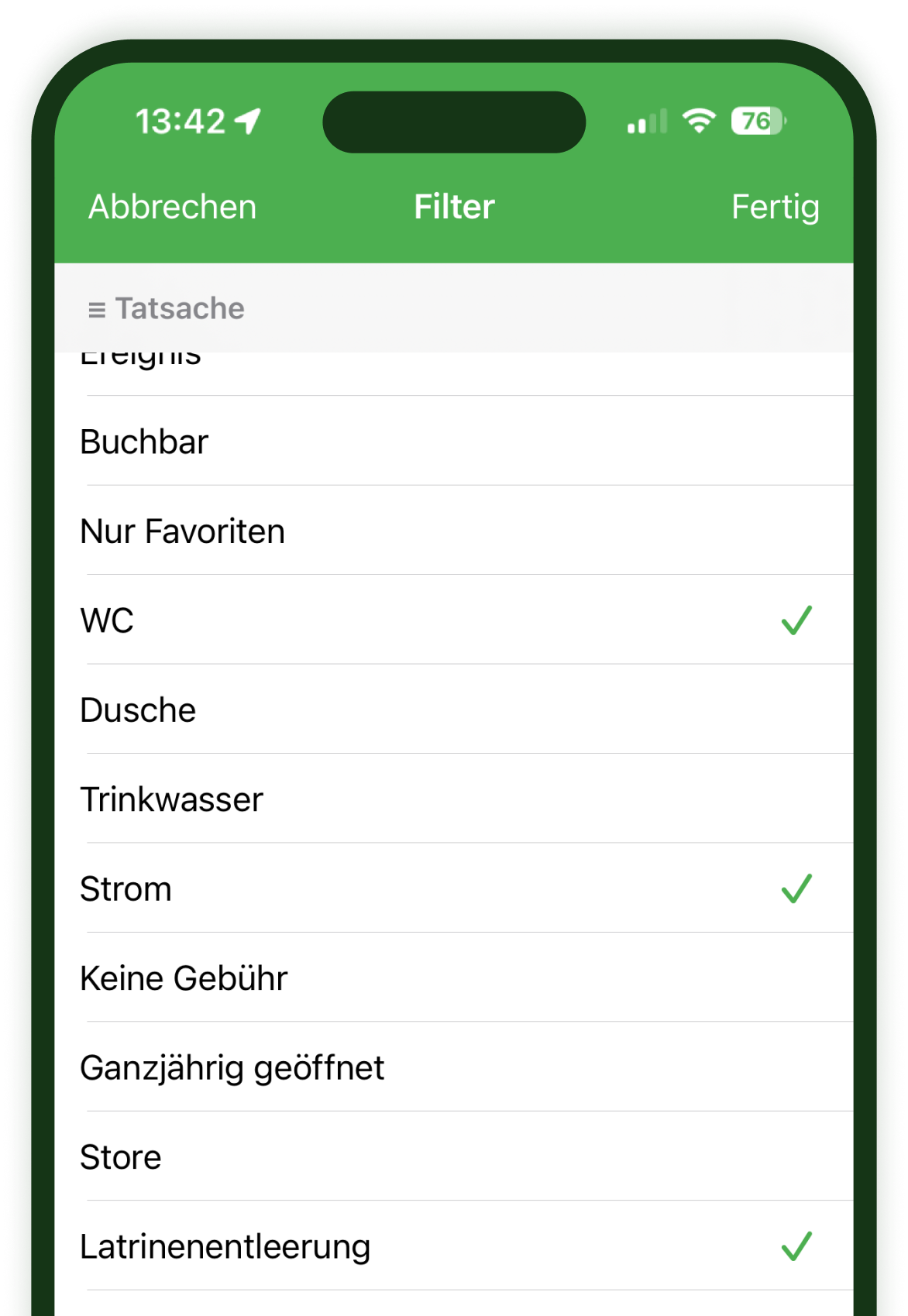 Filtern in der App