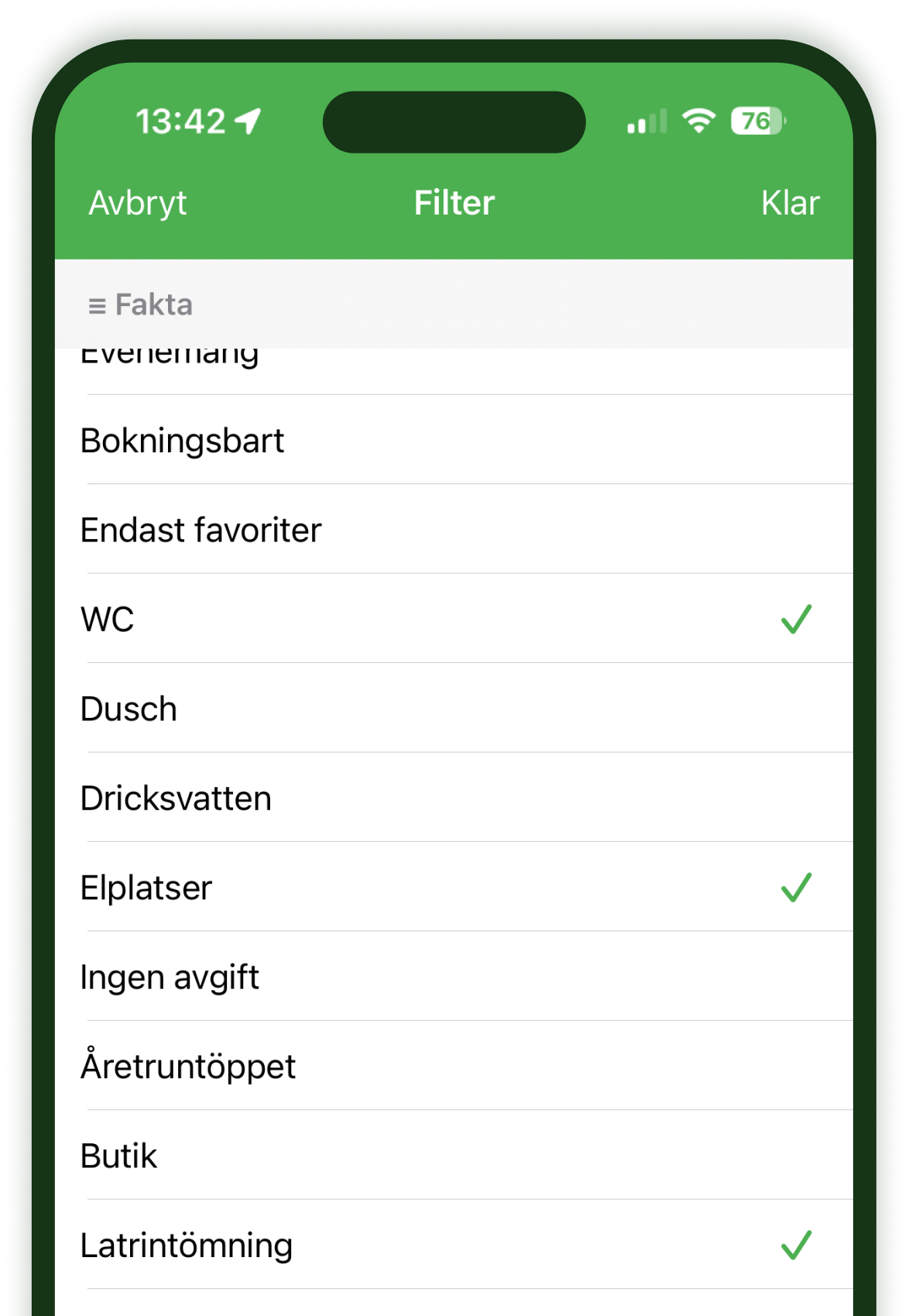 Filtrering i appen